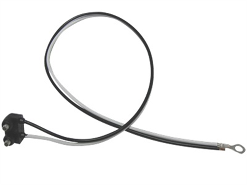 A86PB_OPTRONICS Straight 2-wire pigtail with PL-10 plug, 18” leads, 5.5mm eyelet on ground wire